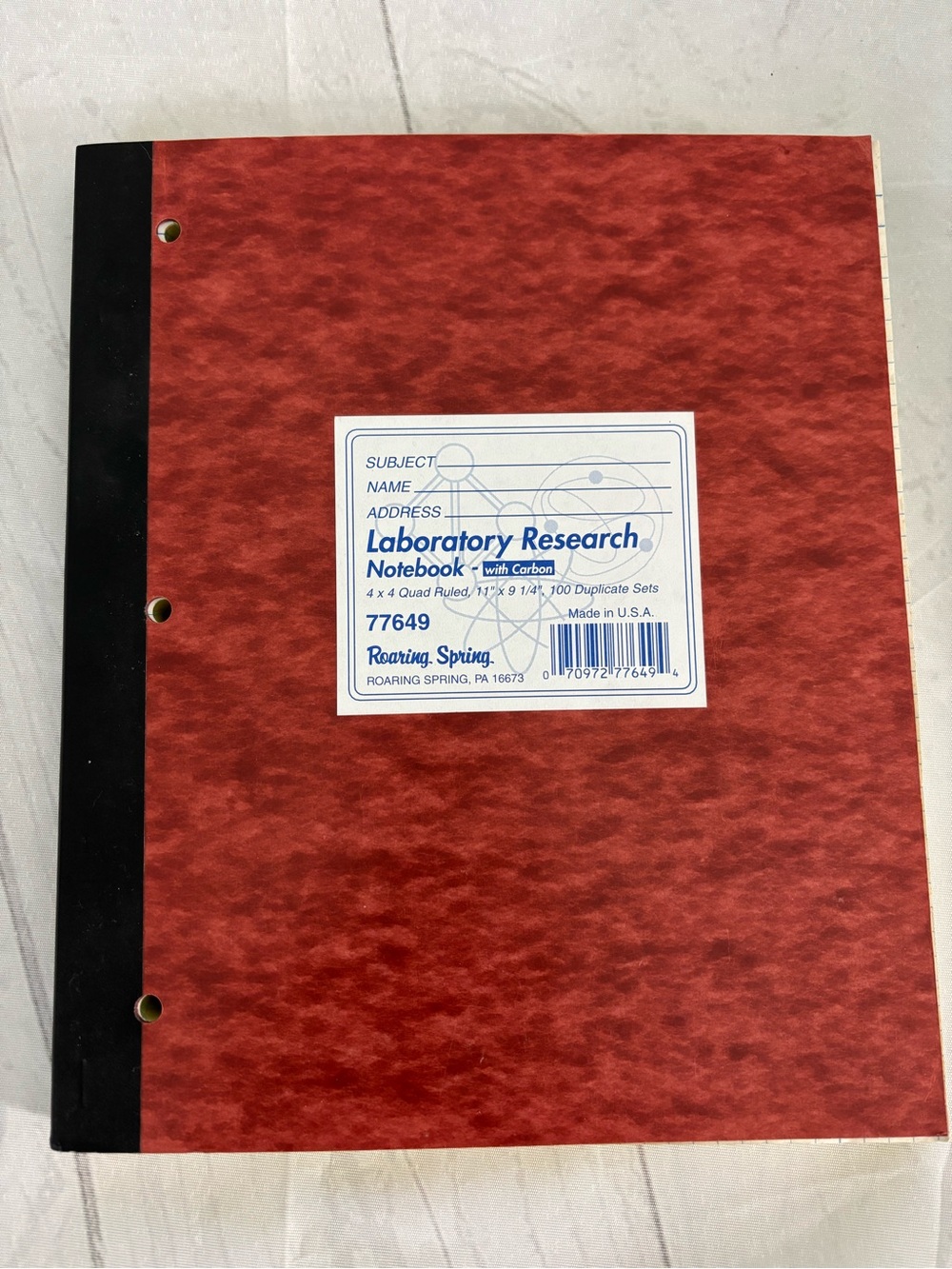 Roaring Spring Laboratory Research Notebook with Carbon Model 77649